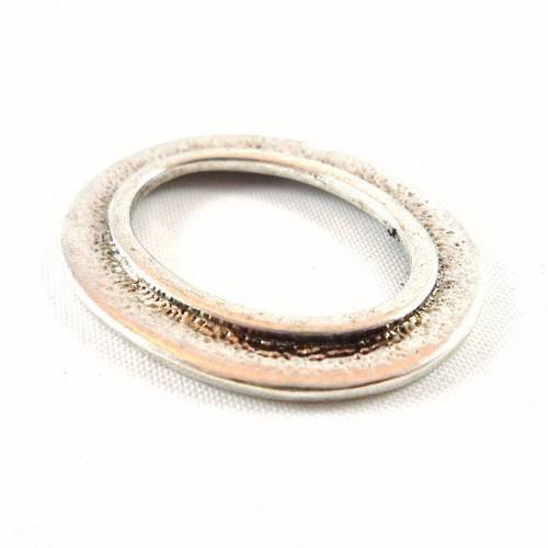 1 grand anneau ovale connecteur, métal argenté vieilli, 33x27mm,(co15) 