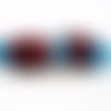 2 perles lampwork, rouge et bleu, 24x11mm,(pv1)