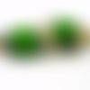 2 perles lampwork, vert noir beige, 24mmx11mm, (pv2)