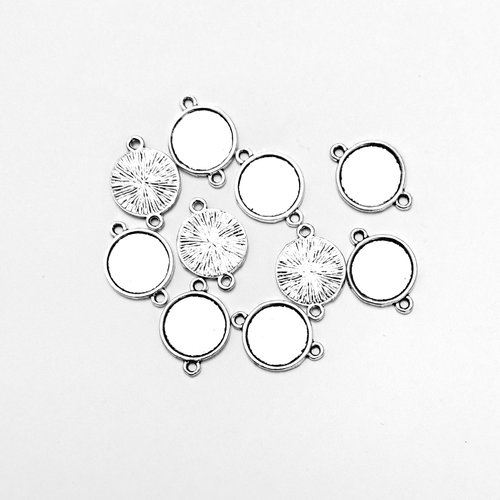 Support connecteur double anneau pour cabochon de 12 mm