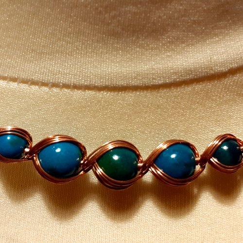 Collier cuivre & chrysocolle.