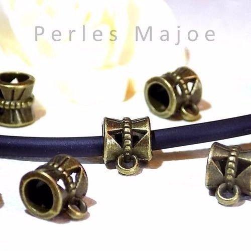 Lot de 10 bélières décorées style tibétain couleur bronze antique 14.5 x 7.5 mm