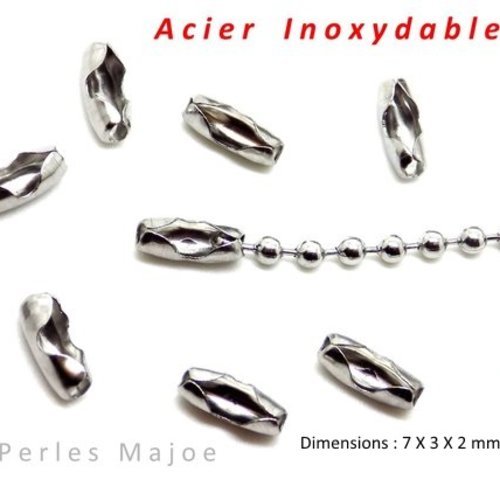 FERMOIR POUR CHAINE BOULE COULEUR ARGENTE PETITES DIMENSIONS 2 X 5 MM LOT DE 20