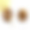 Perles tchèques en verre hirondelle artisanales rondes et plates picasso couleur beige, marron diamètre : 22 mm lot de 2 perles