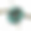Perle tchèque corbeau, ovale, opaque, verre pressé, bleu turquoise, patine cuivrée, 22 x 16 mm, vendue à l'unité