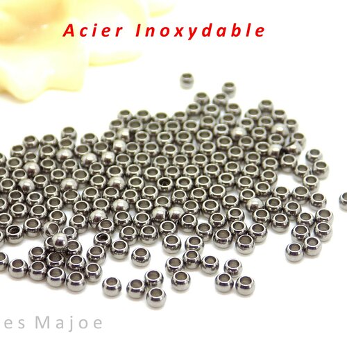 50 perles à écraser en acier inoxydable dimensions 2 x 1 mm