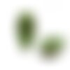 Perle tchèque libellule sur feuille, verre pressé, tons vert, marron, 30 x 18 mm, vendue à l'unité