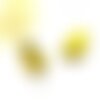 Perles tchèques chouette hiboux en verre pressé jaune et noir mat patine cuivrée 17 x 15 mm lot de 2