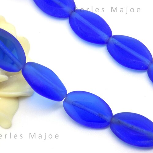 4 perles tchèques en verre plates forme losange bleues transparentes