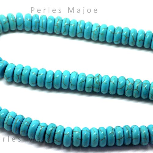 20 perles turquoise disque plates et rondes dimensions 3 x 8 mm - réf 64