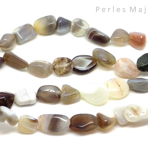 30 perles pépites agate de botswana couleur et dimensions diverses 8~ 1 2 x 8~12 mm