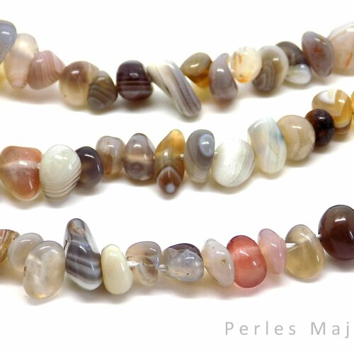 Filet de perles pépites agate de botswana couleur et dimensions diverses 70 perles environ