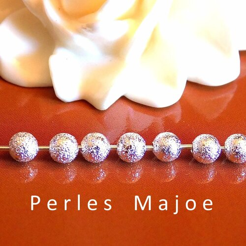100 perles stardust rondes en laiton couleur argentée 4 mm
