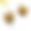 Perles tchèques papillon, verre pressé, semi transparent, couleur prune, patine or antique, 15 x 12 mm, lot de 4