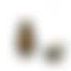 Perle tchèque goutte, larme de dentelle, verre pressé, picasso, tons, marron, beige, bleu, patine, 17 x 12 mm, lot de 2