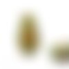 Perle tchèque goutte, larme de dentelle, verre pressé, picasso, tons marron, beige, vert, patine, 17 x 12 mm, lot de 2
