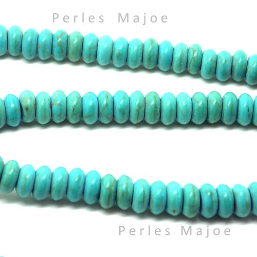 20 perles turquoise rondelles plates dimensions 3 x 6 mm - réf 63
