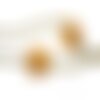 Perles tchèques clochettes, verre pressé, opaque, moutarde, patine bronze antique, 15 x 9 mm, lot de 2