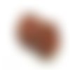 Perle tchèque fleur hawaïenne, verre pressé, divers tons marron, beige, contour et incrustation cuivrée, diamètre 8 mm, lot de 8