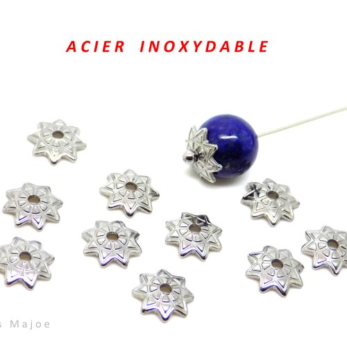 20 coupelles fleurs pétales décorées en acier inoxydable dimensions 7 x 1.5 mm