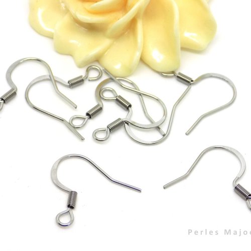 Fiche reservee --crochets pour boucle d'oreille en acier inoxydable chirurgical, 17 x 18 mm, lot de 20