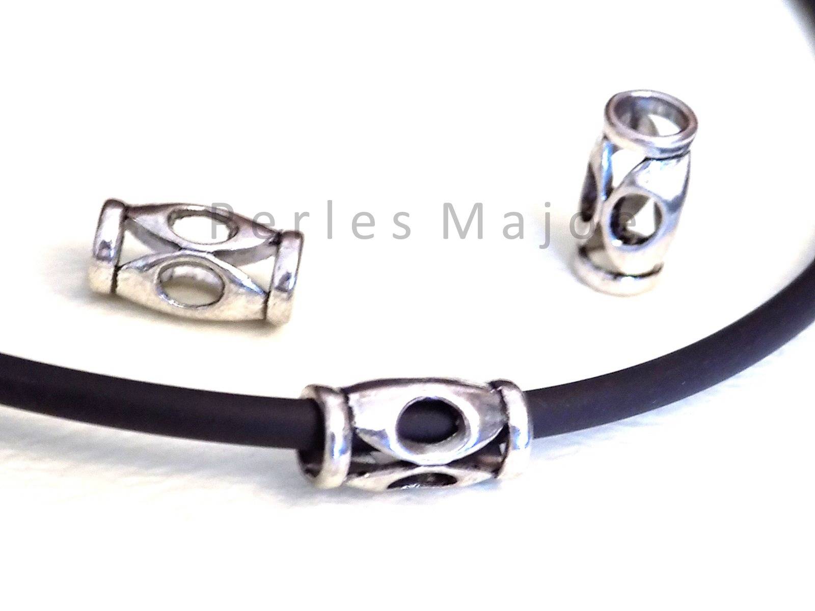 30 x perles en métal ovales style tibétain couleur argent antique 5 x 4 mm