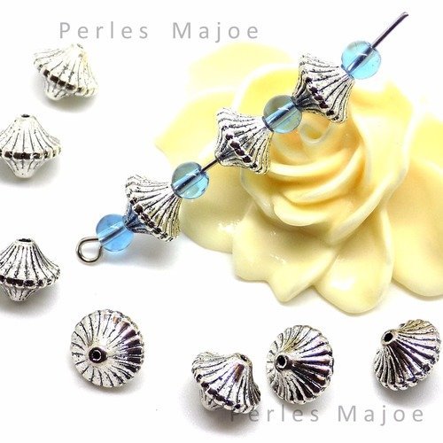 10 perles en métal frappé nuggets couleur bronze antique