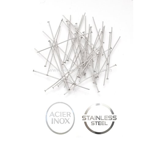 Acier inox - 30mm - 10/100/1000 clous tête plate