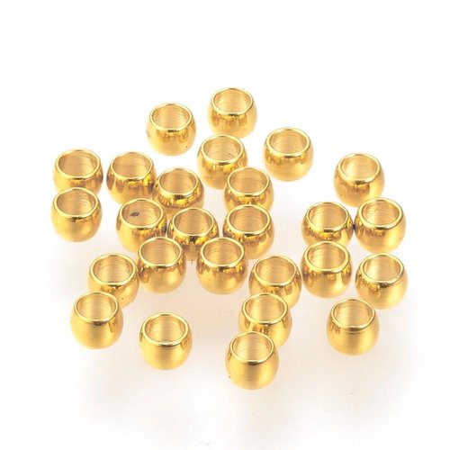 Acier inox doré - 3x2mm - 10 perles à ecraser