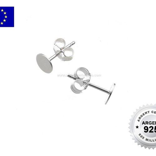 6mm - argent 925 - 10 clous disque 6mm