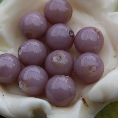 20 perles rondes en verre tchèque 8 mm vieux rose opaque