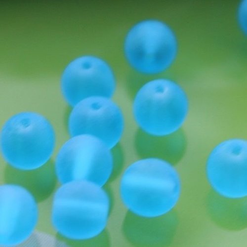 20 perles rondes en verre tchèque 6 mm turquoise givre