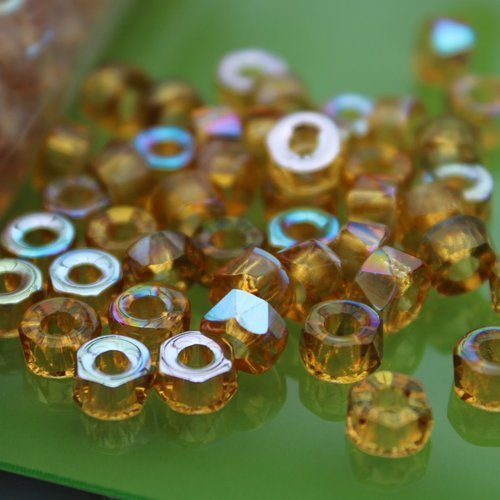 50 perles rondelles verre tchèque de 6 mm topaz ab