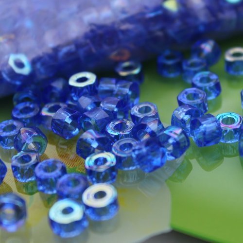 50 perles rondelles verre tchèque de 6 mm sapphire ab