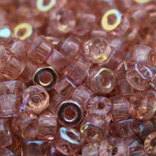 50 perles rondelles verre tchèque de 6 mm peche ab