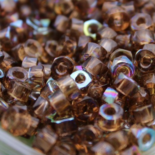 50 perles rondelles verre tchèque de 6 mm smocked topaz ab