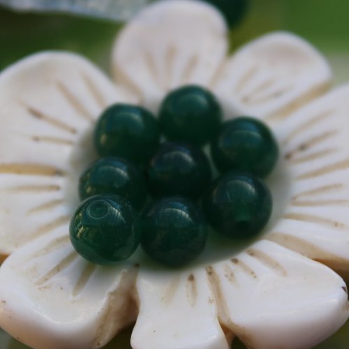 20 perles rondes 7 mm jade verte gemme pierre naturelle