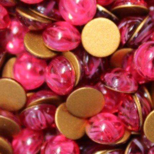 10 cabochons swarovski ronds 6 mm ruby quartz gold (art.2090/4)