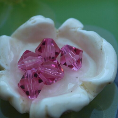 6 toupies swarovski de 10 mm rose (5301)