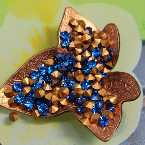 20 cabochons swarovski châtons 5.40 mm capri-blue gold (art. 1100/ss25)