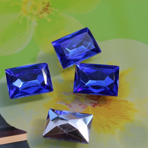 2 cabochons rectangles tcheque 16x12 mm sapphire