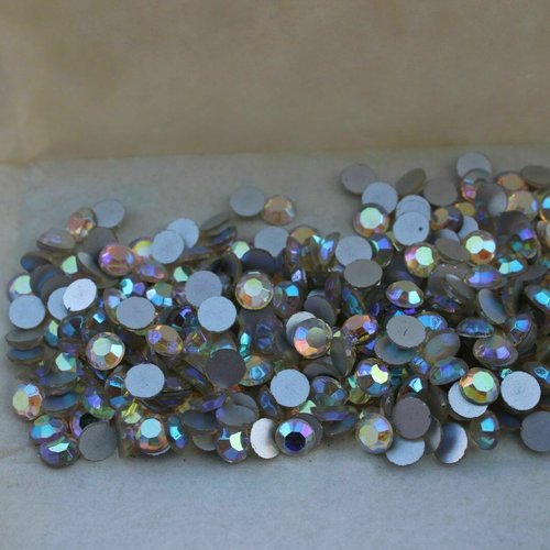 10 cabochons ronds tcheque 7 mm crystal ab (ss34)
