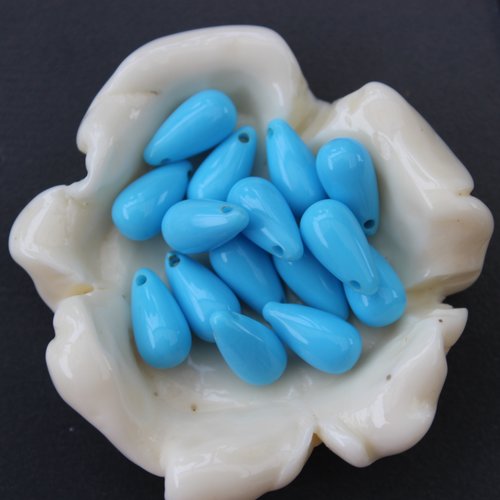 50 gouttes en acryliques 11x5 mm bleu turquoise