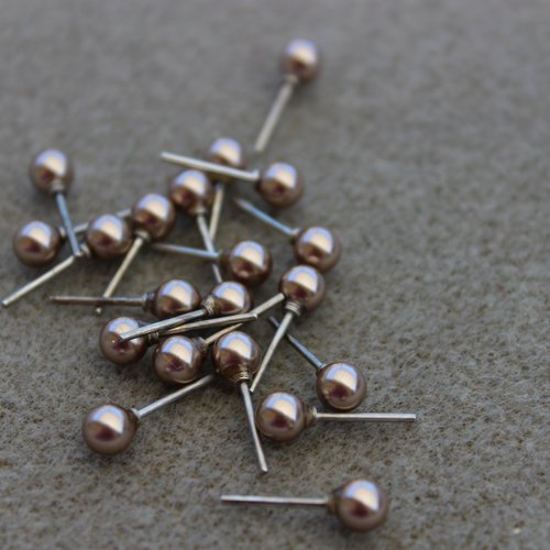 10 paires de boucles d'oreilles nacrées swarovski de 5 mm crystal bronze pearl