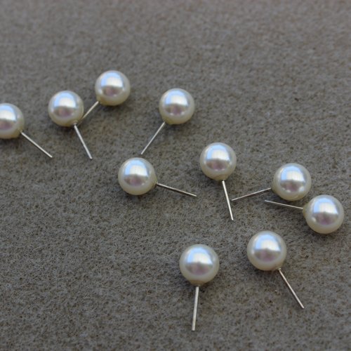 5 paires de boucles d'oreilles nacrées swarovski de 8 mm crystal cream pearl