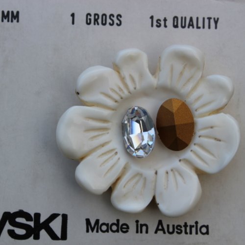 1 cabochon swarovski ovale 14x10 mm crystal gold foiled  art.4100