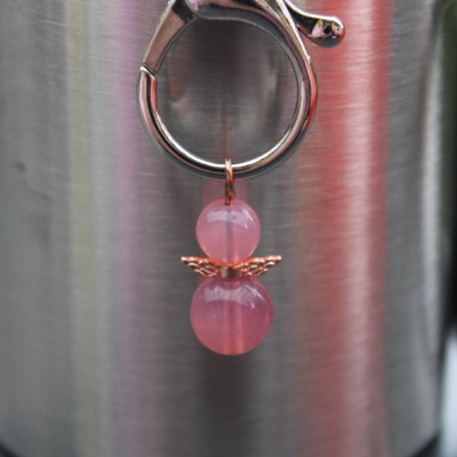 2 breloques pendentifs "ange" en verre tchèque - 25 mm rose opaline