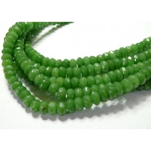 10 perles jade vert facetté vert emeraude rondelles 5*8mm