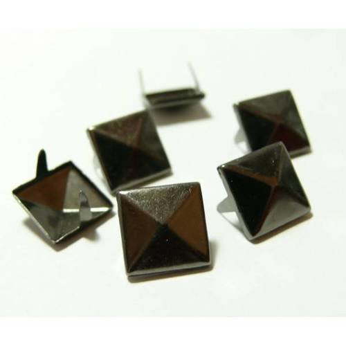 Lot de 500 clous rivet 9mm pyramide carré à griffe platine noire