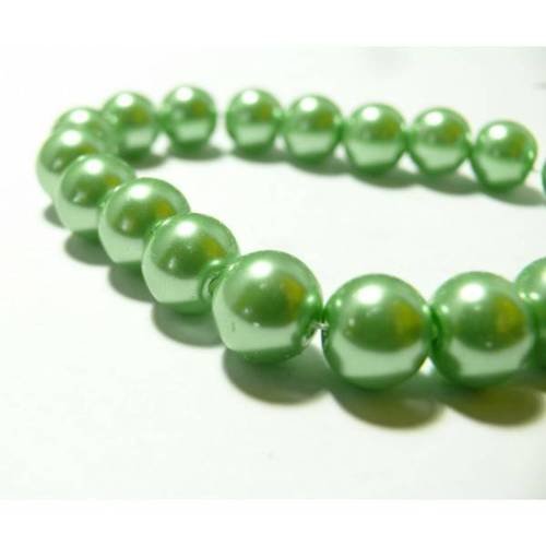 15 perles de verre nacre vert pistache foncé 4mm ref rb4-24